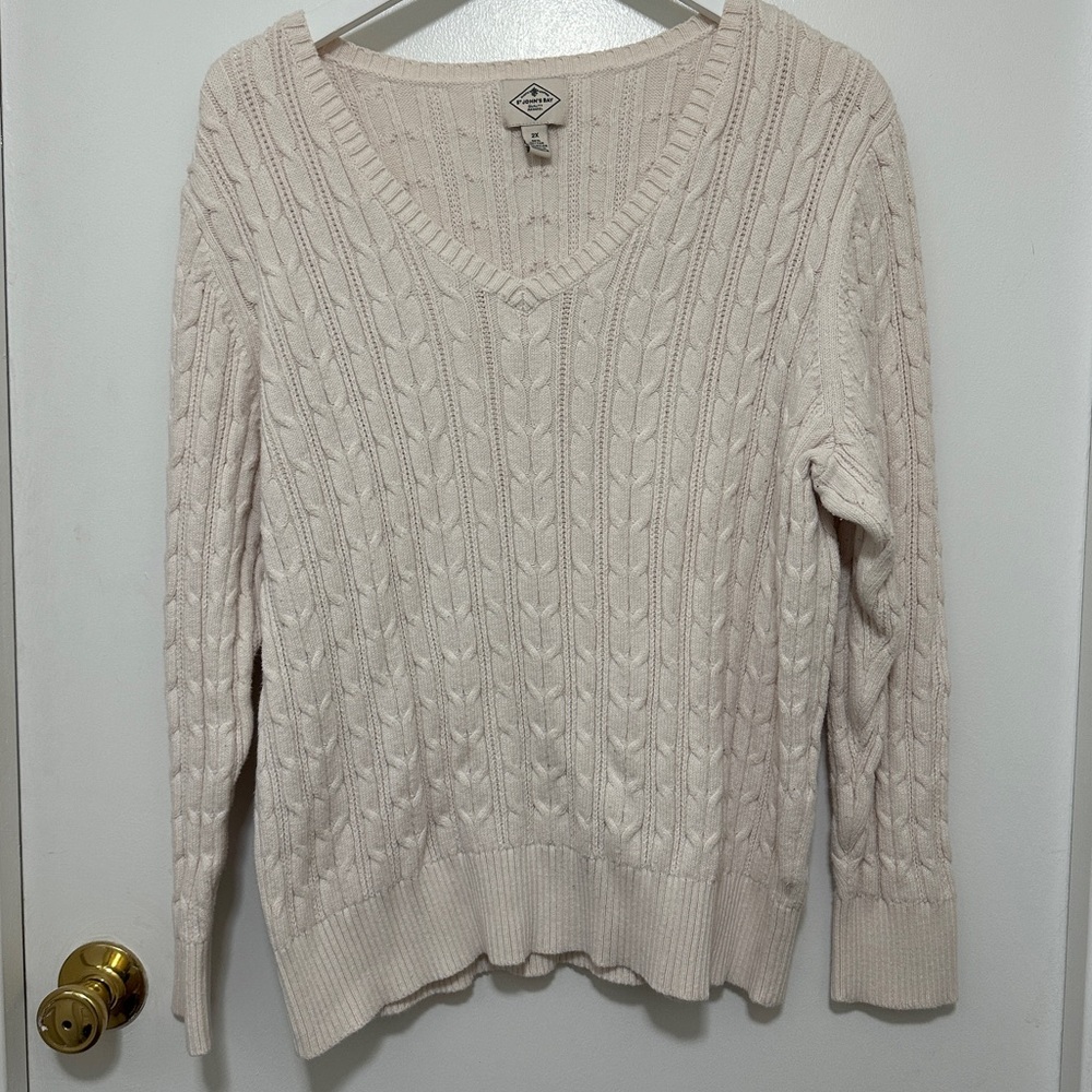 St. John’s Bay Cable Knit V-Neck Sweater Women’s Plus Size 2X